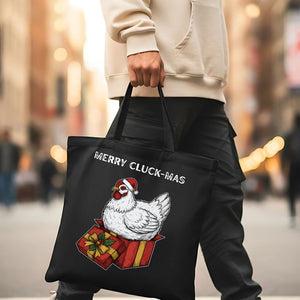"Merry Cluck-Mas" Funny Chicken Holiday Tote Bag