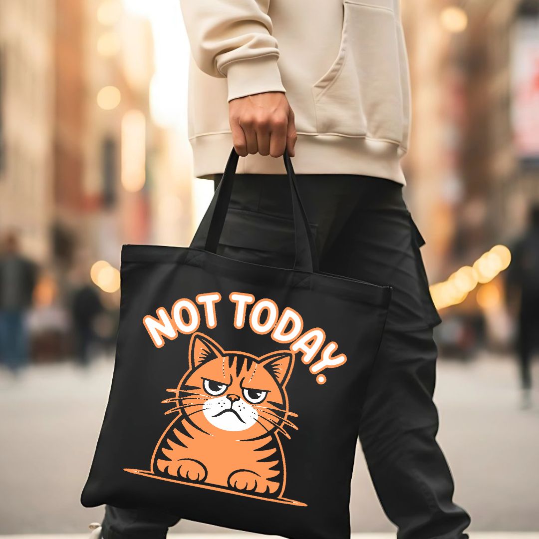 Not Today Cat Lover Graphic Tote Bag