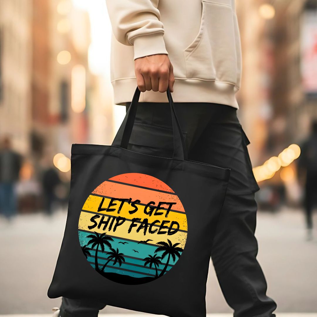 "Let's Get Ship Faced" Funny Nautical Party Tote Bag
