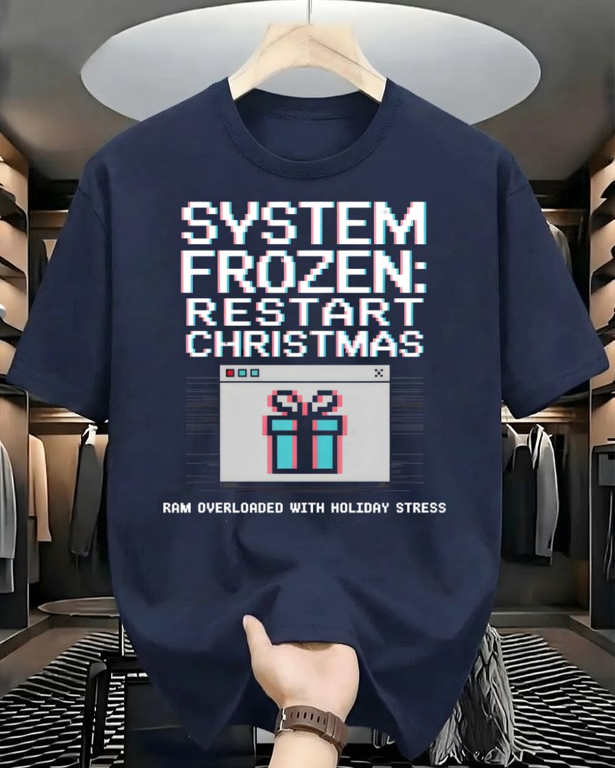 "System Frozen Restart" Computer Error Parody Funny T-Shirt
