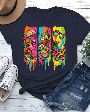 Colorful summer tee rainbow sunburst graphic vibrant design