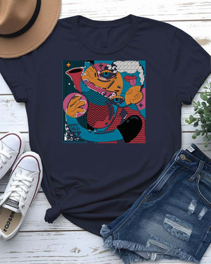 Happy World Art Day t-shirt with vibrant paint splatter design
