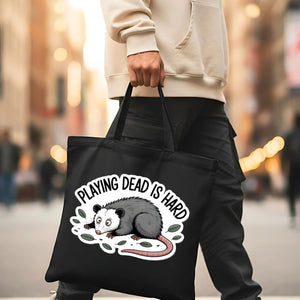 "Playing Dead Is Hard" Funny Dog Meme Tote Bag