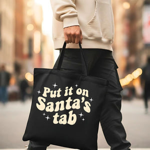 Put It On Santa's Tab Funny Christmas Shopping Tote Bag