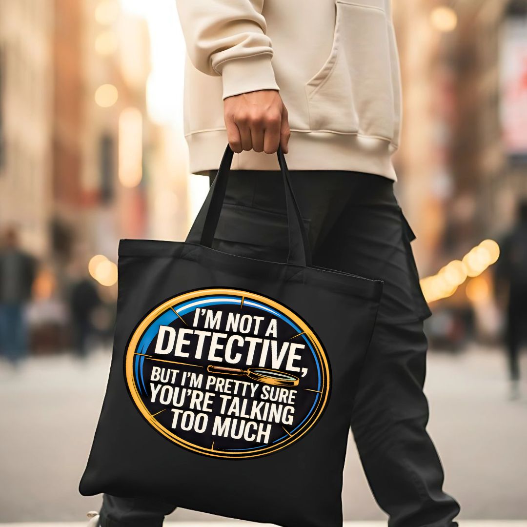 I am Detective" Funny Sleuth Tote Bag for Mystery Lovers