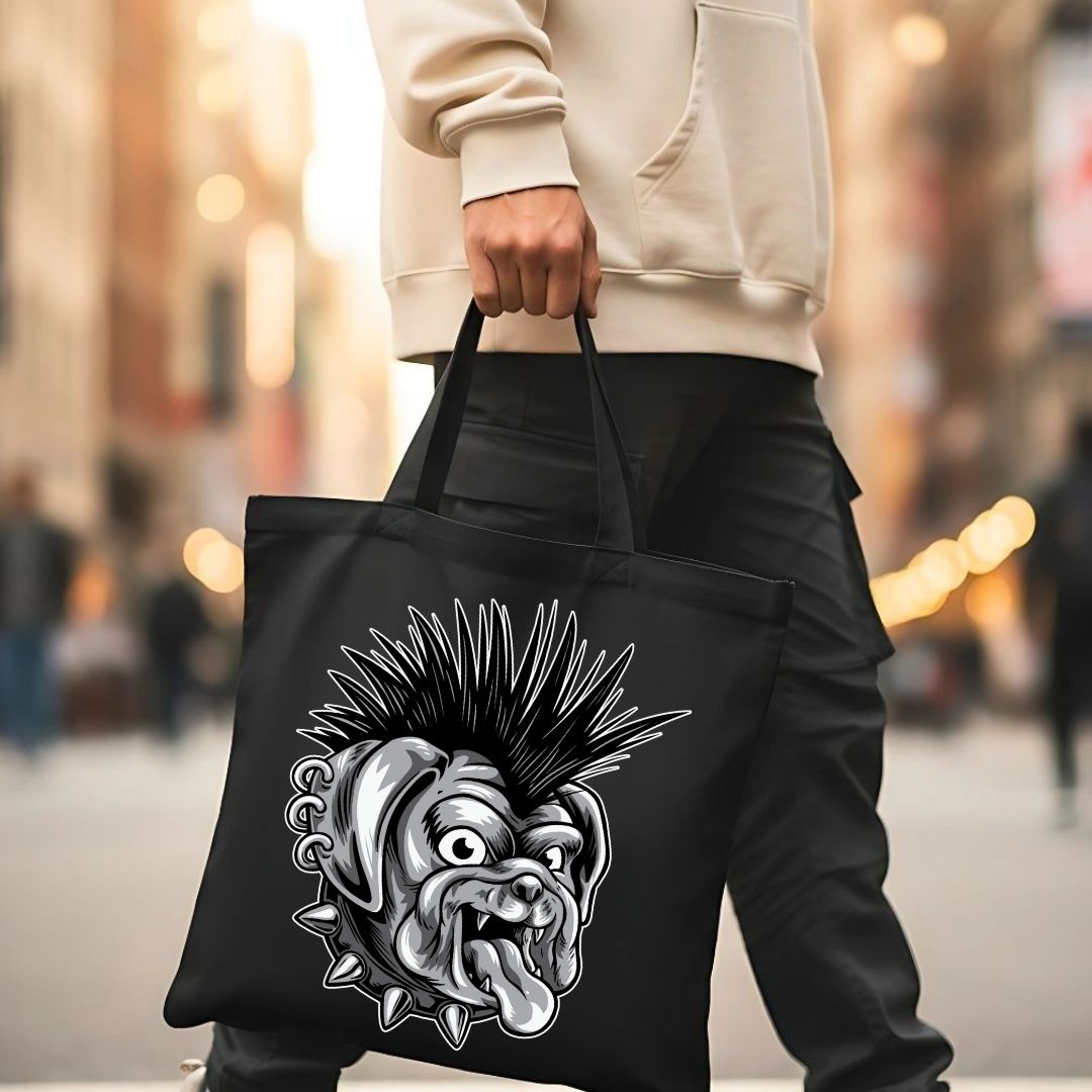 Punk Graphic Cotton Canvas Tote Bag - Anarchy Symbol Market Tote