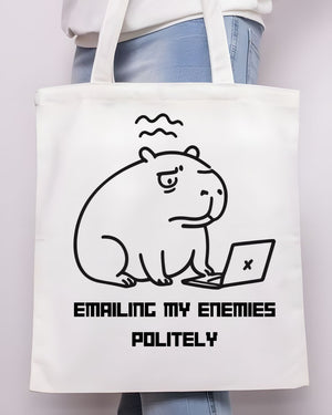 "Emailing My Enemies" Funny Animal Meme &amp; Office Humor Tote Bag