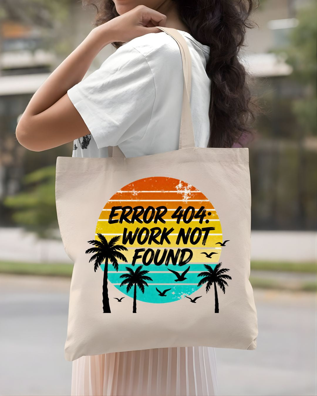 "Error 404 Work Not Found" Funny Tech Meme Tote Bag