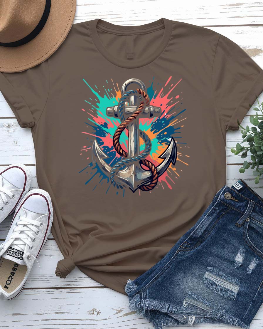Nautical anchor design tee traditional rope wrapped anchor graphic