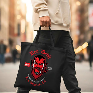 Red Devil Graphic Cotton Canvas Tote Bag