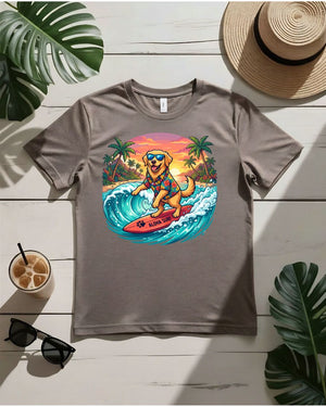 Dog wild waves tee surfing dog on wave graphic