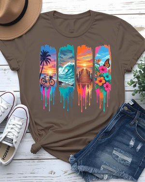 Summer dessert graphic tee dripping ice cream cone waffle