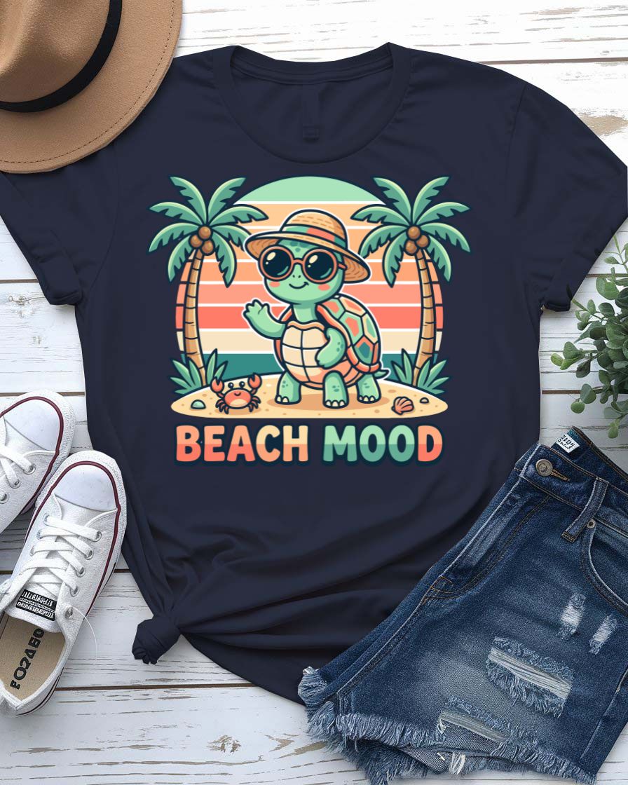 Beach mood tee sunset palm tree coastal graphic