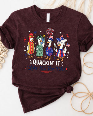 'Quaking It' graphic tee bold playful design