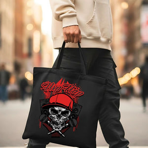 Hip Hop Skull Graphic Tote Bag - Urban Culture Canvas Bag