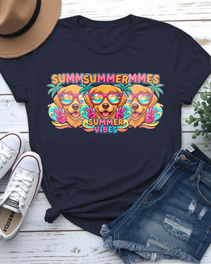 Colourful face summer vibes tee rainbow smile graphic
