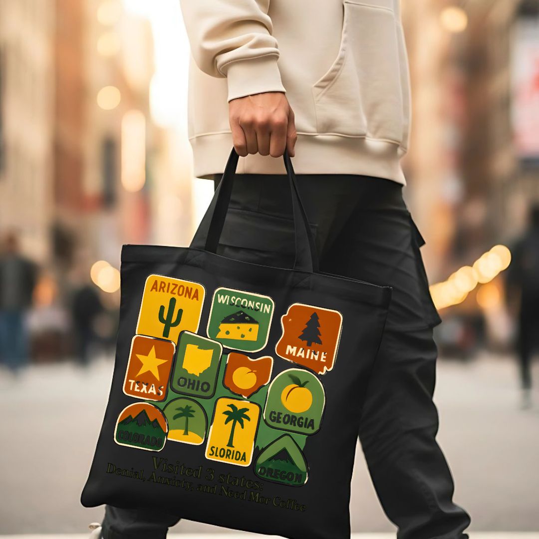 Funny United States Map Tote Bag with State Meme Humor
