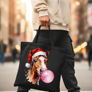 Christmas Horse Festive Equestrian Design Tote Bag