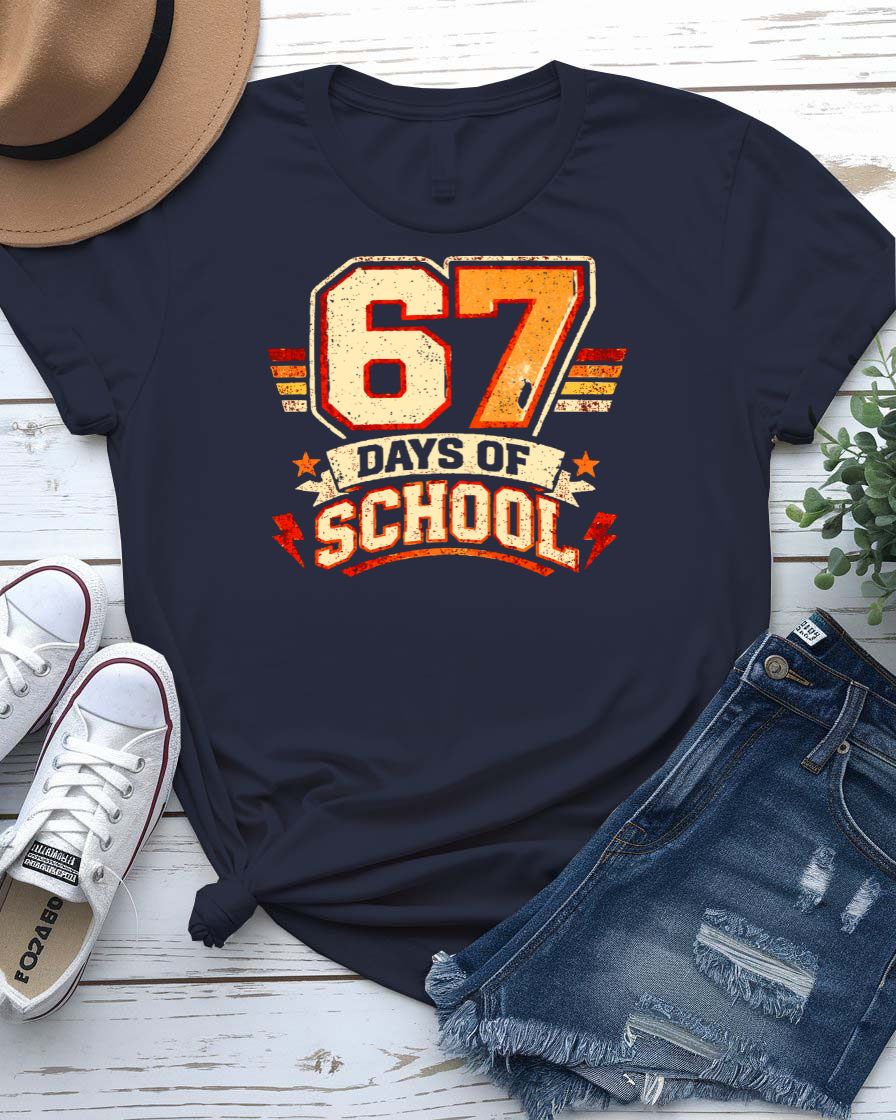 67 Days of School Celebration T-Shirt for Teachers and Students