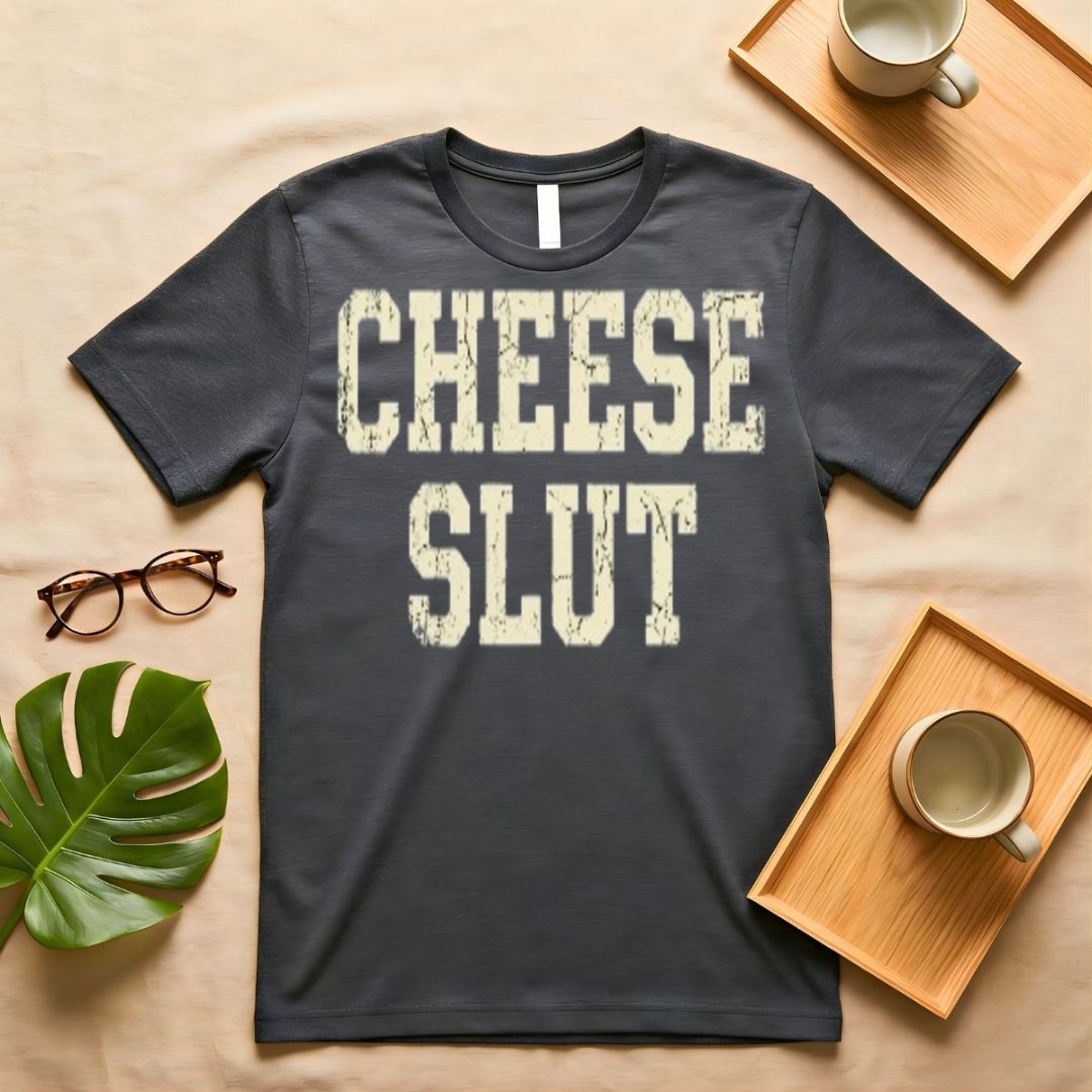 Cheese Lover's Minimalist Graphic T-Shirt on Model