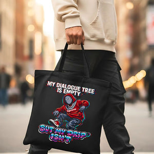 "My Dialoged Tree Is Empty" artistic graphic tote bag on canvas