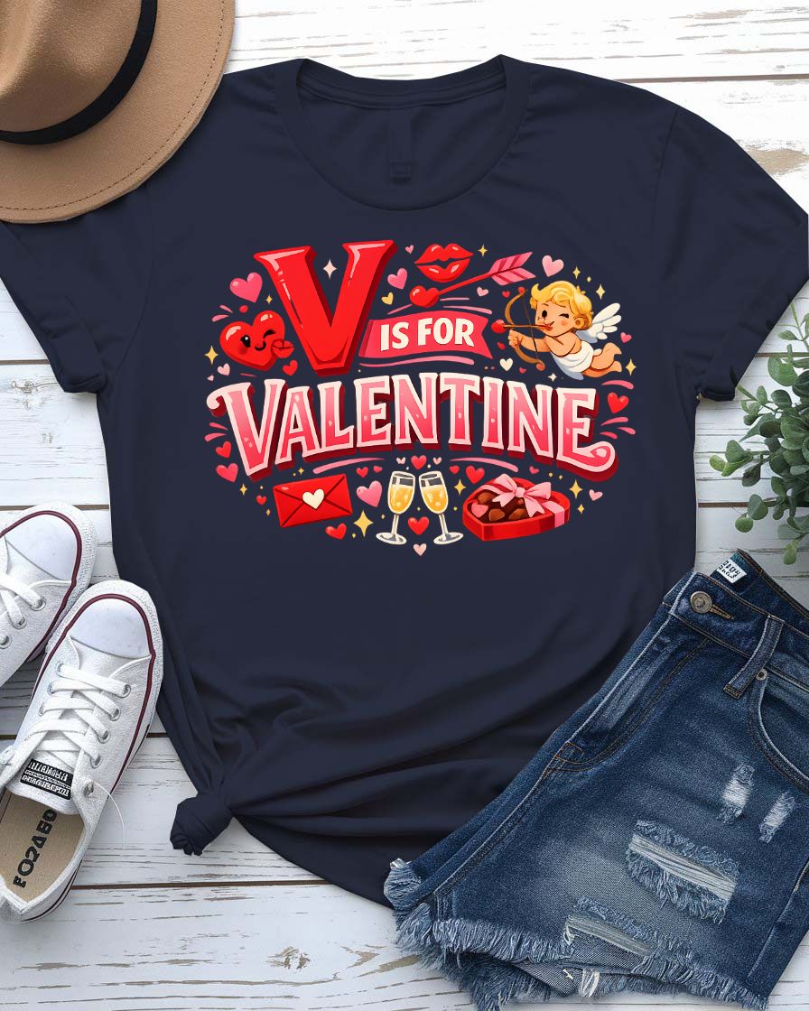 V for Valentine Graphic T-Shirt