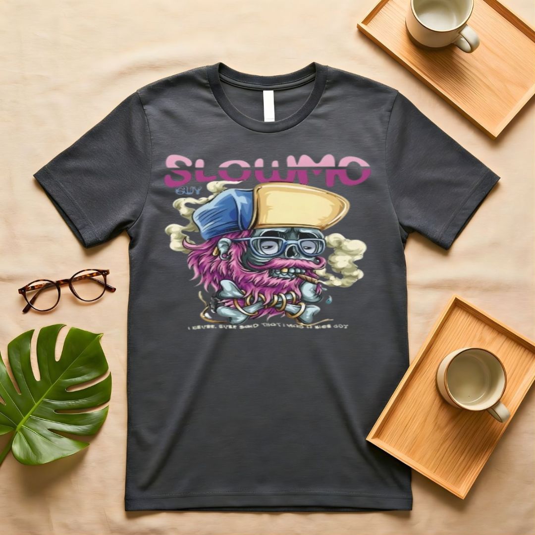 Retro "Slowmo" Distressed Graphic on Oversized Streetwear T-Shirt