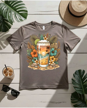 Golden hour cocktail tee sunset drink orange slice graphic
