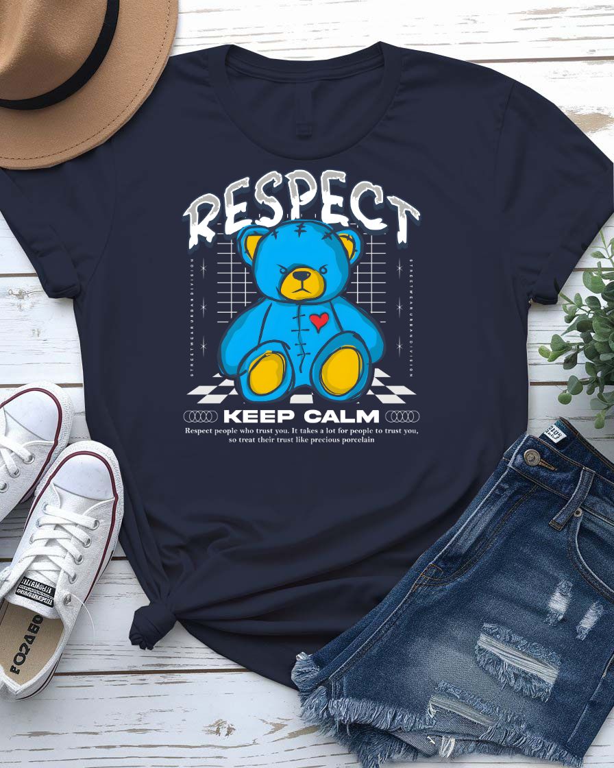 Respect Streetwear Tee with hands meeting in firm clasp on model