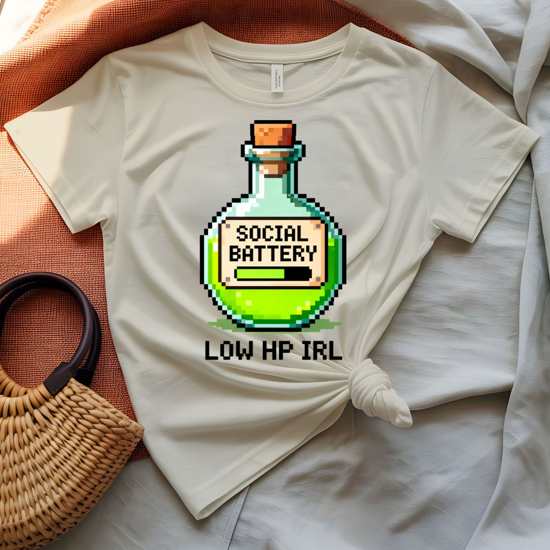 Social Battery Minimalist Text Graphic T-Shirt