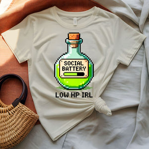 Social Battery Minimalist Text Graphic T-Shirt