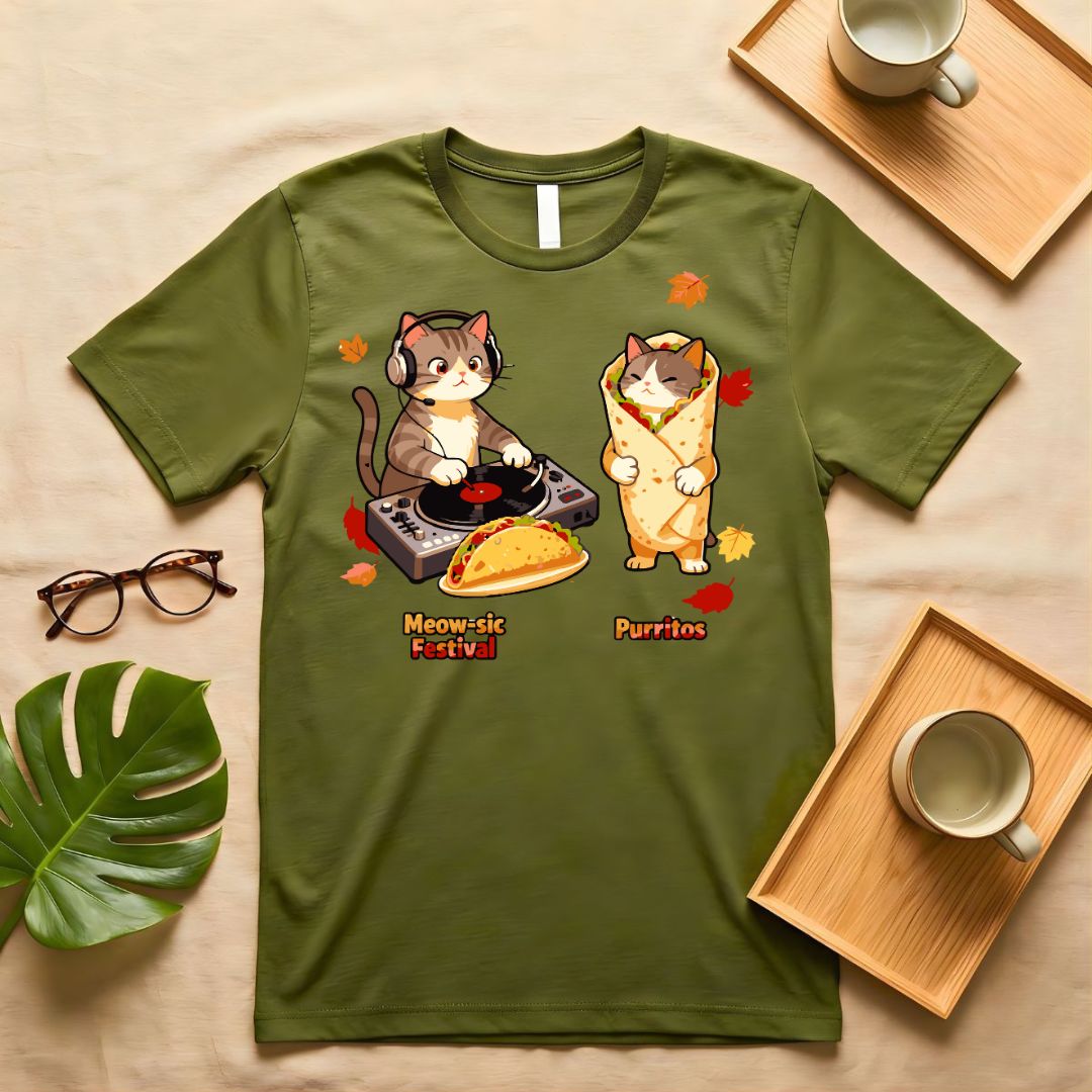 Meow-Sic Festival Vintage Cat Band Graphic T-Shirt