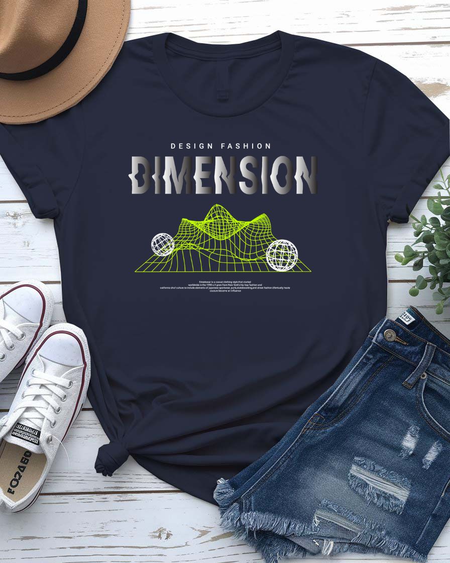 Dimension Streetwear Tee with figure at dimensional crossroads on model
