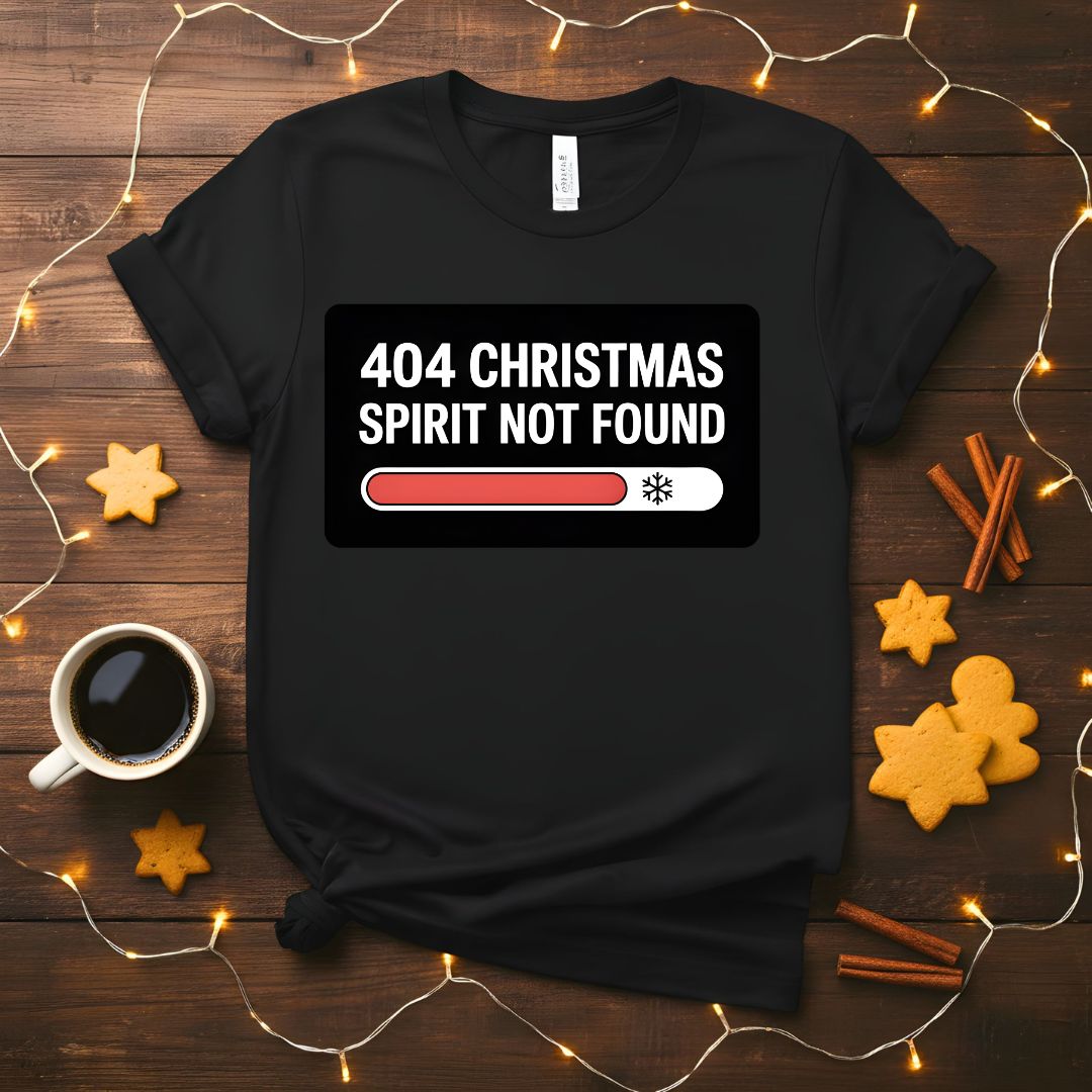404 Christmas Spirit Not Found funny programmer t-shirt