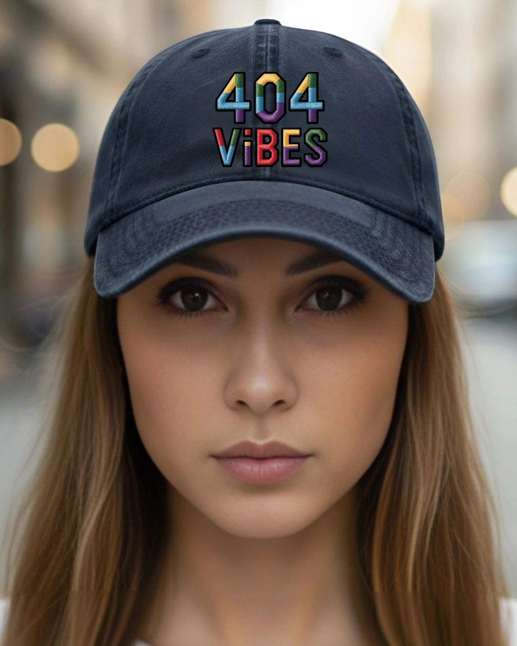 Funny 404 vibes error embroidered cap