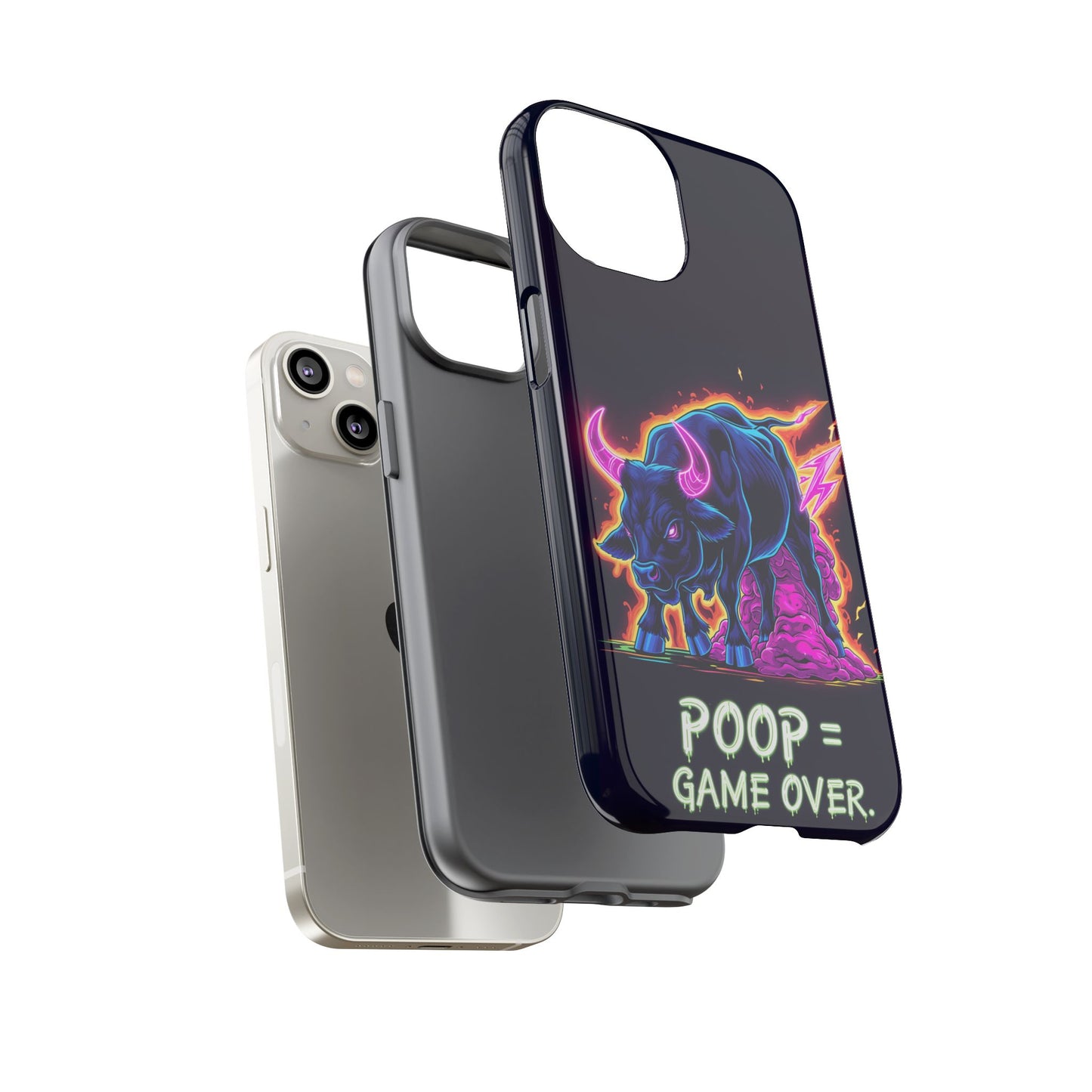 Poop , Game Over Bull in Action, I phone mobile Case By Memez Store