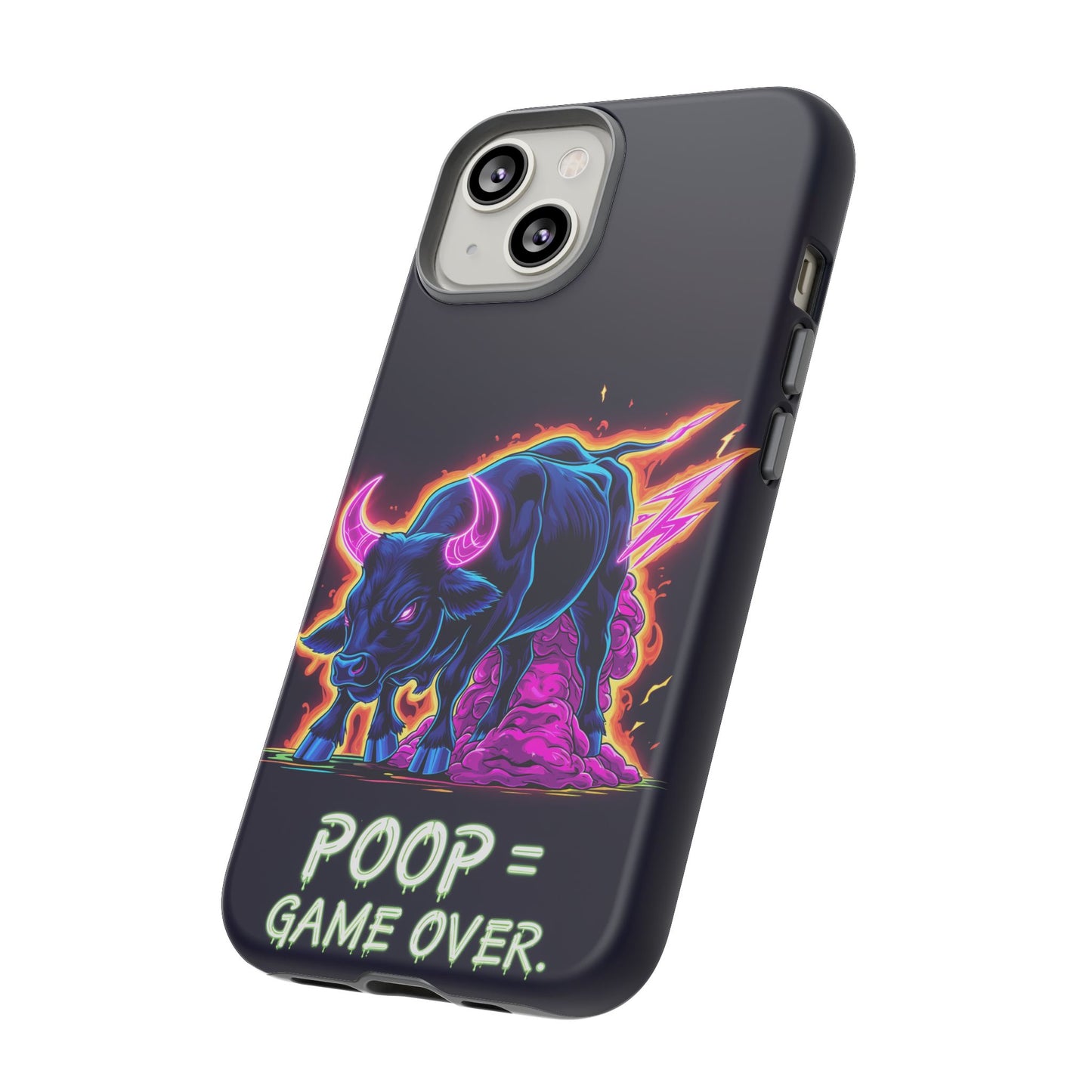 Poop , Game Over Bull in Action, I phone mobile Case By Memez Store