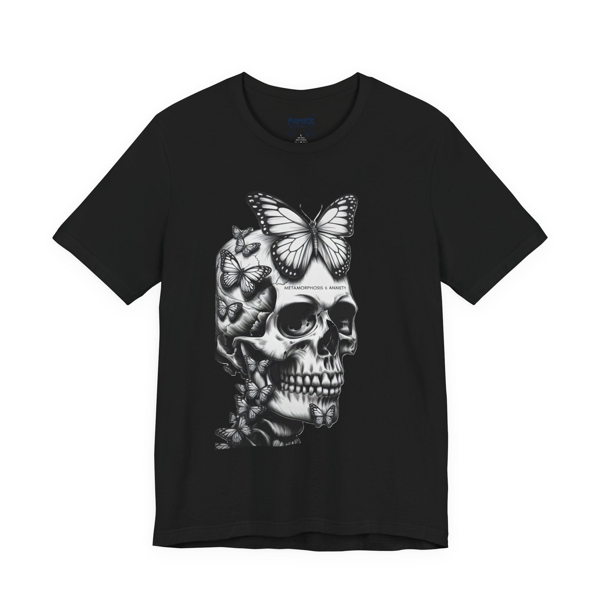 Unisex Tee - Skull with Butterfly Funny Meme T-Shirt by Memez Store