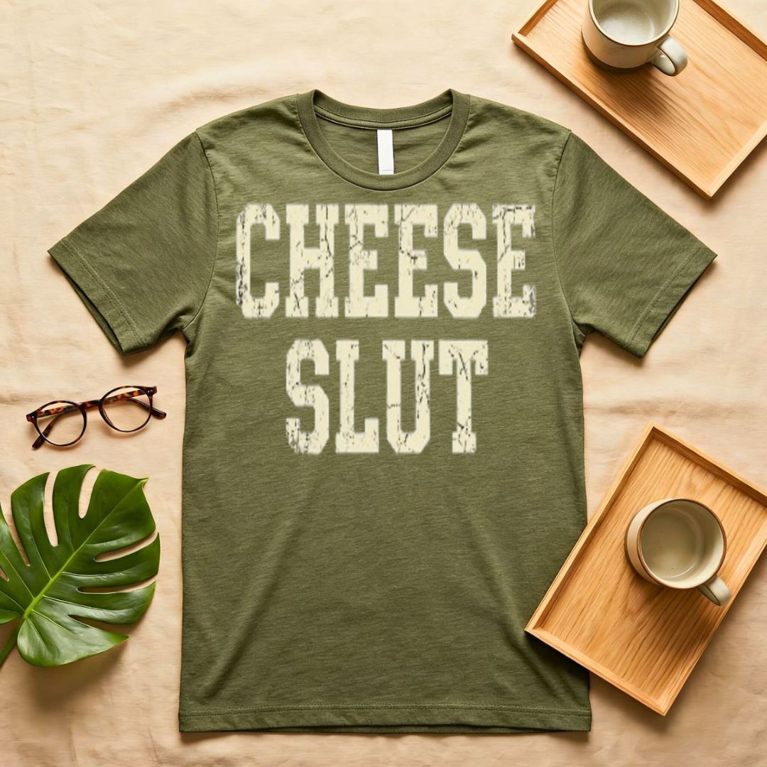 Cheese Lover's Minimalist Graphic T-Shirt on Model
