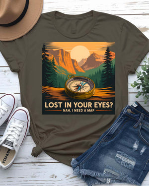 Lost in Your Eyes Tee with elegant script text on soft vintage white