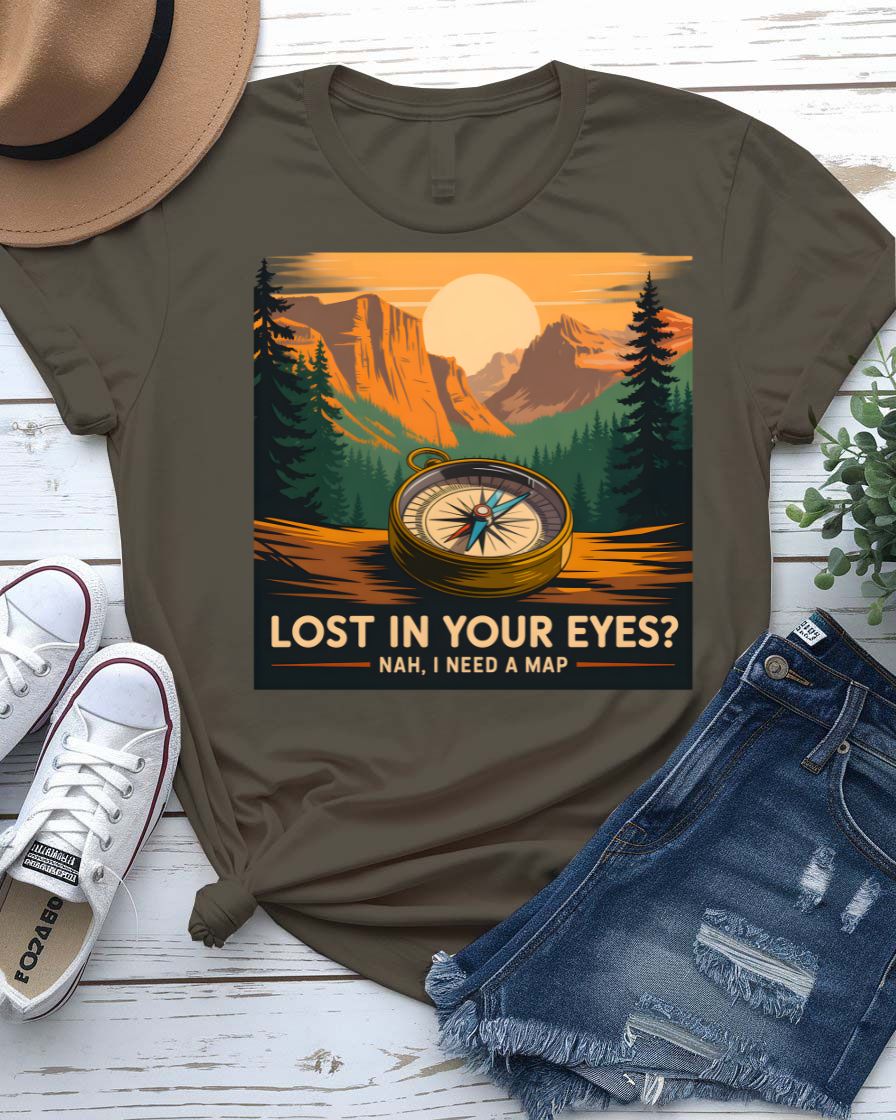 Lost in Your Eyes Tee with elegant script text on soft vintage white