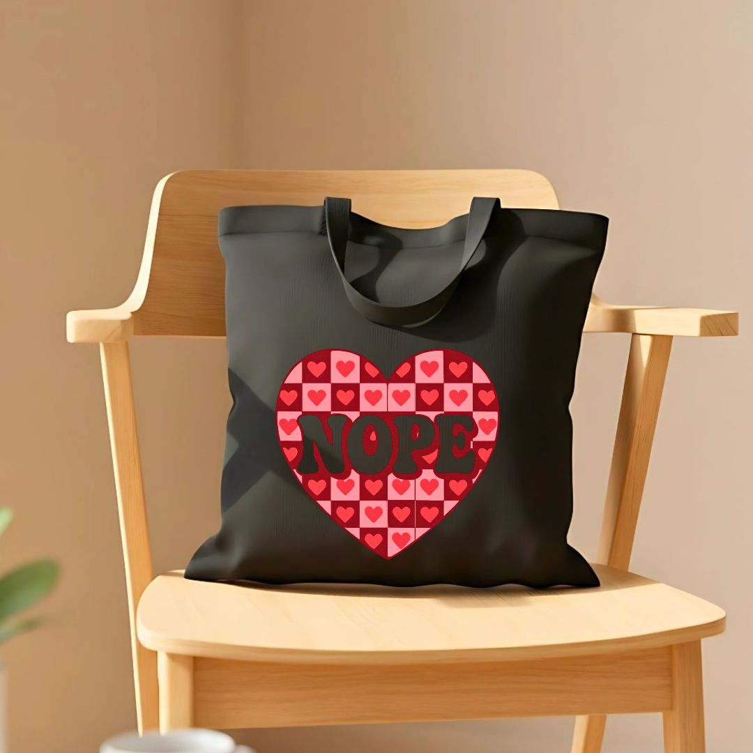 Nope a Lover's Funny Anti-Valentine Slogan Tote Bag