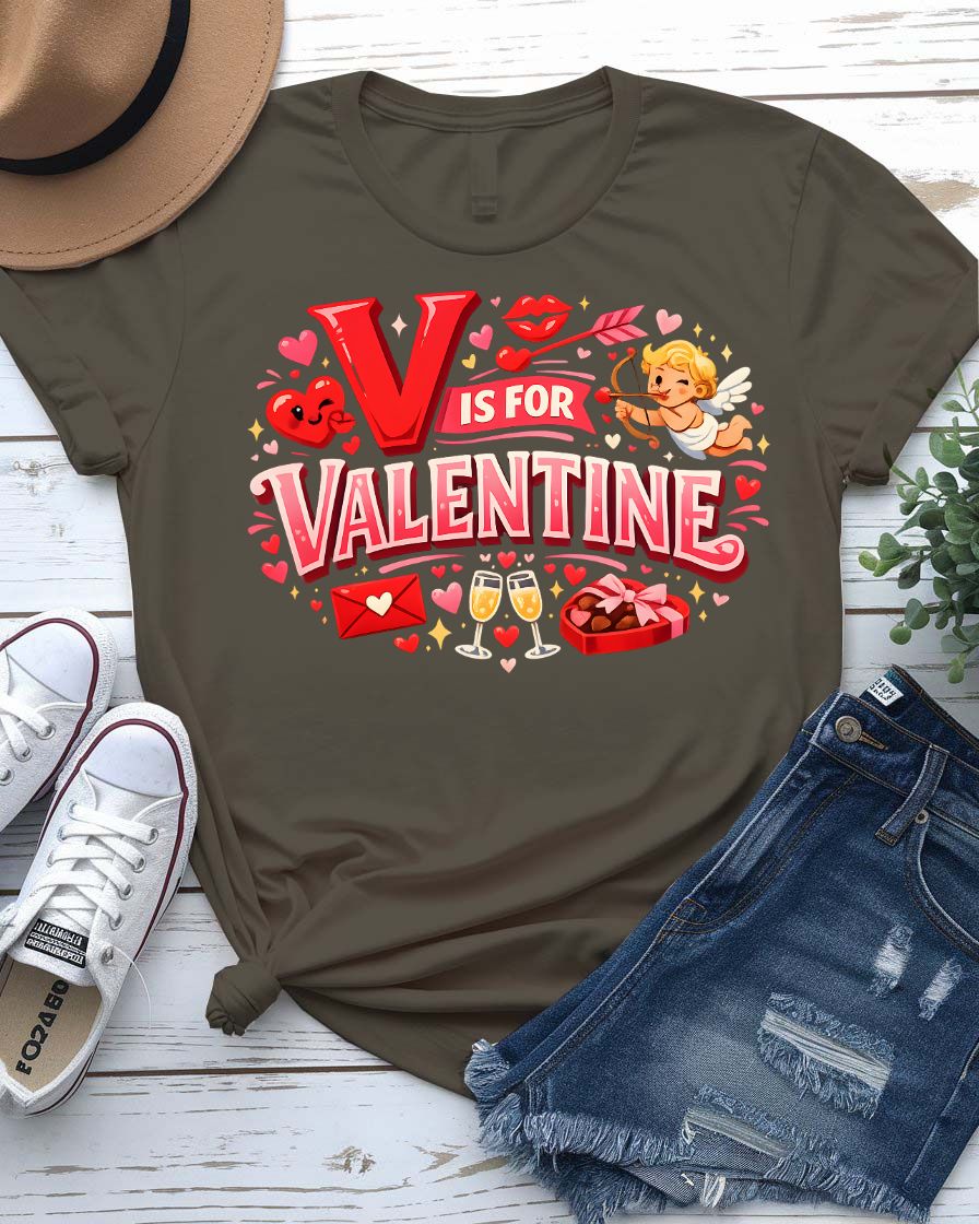 V for Valentine Graphic T-Shirt