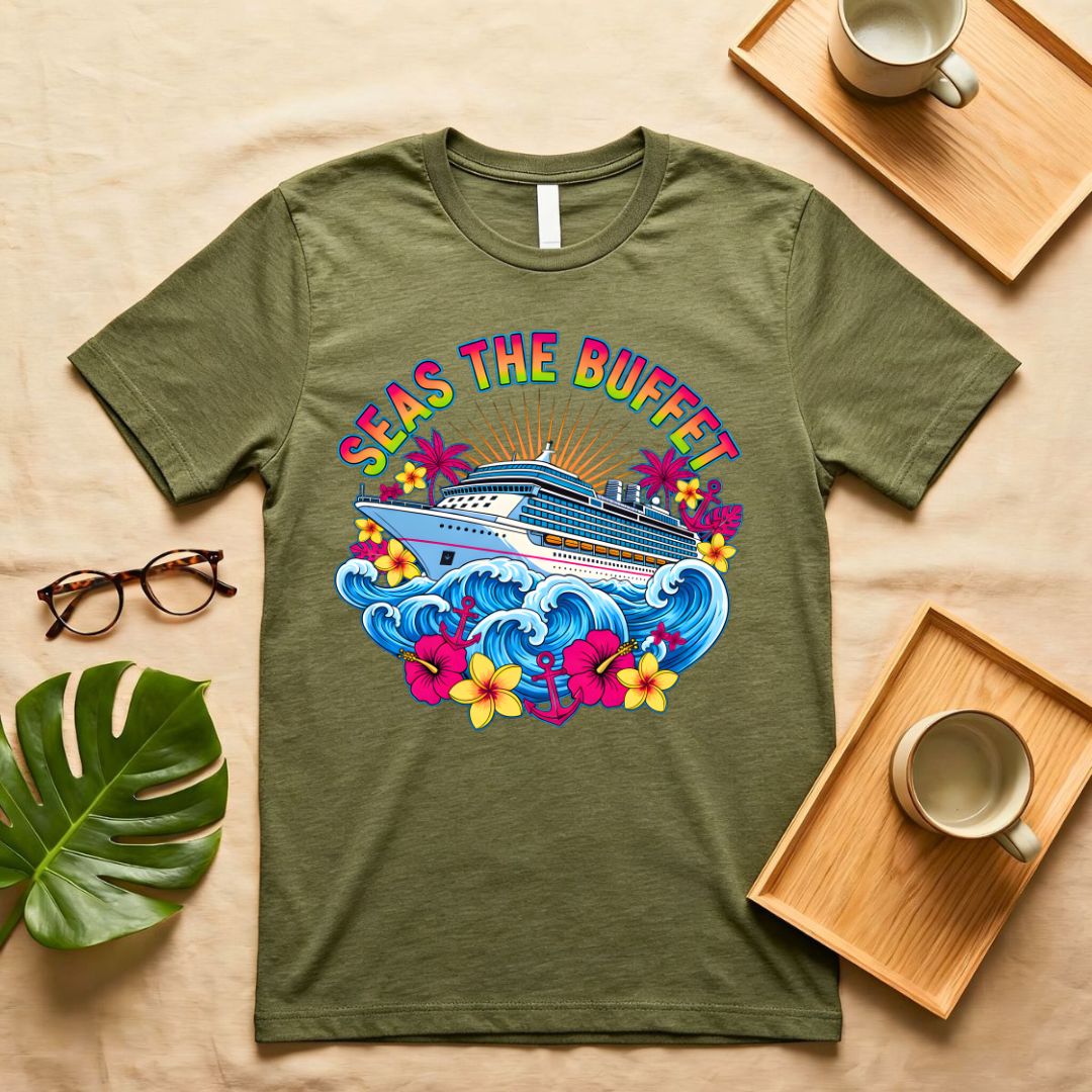 Seas The Buffet Cruise Ship Food Pun T-Shirt