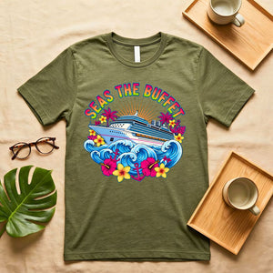 Seas The Buffet Cruise Ship Food Pun T-Shirt