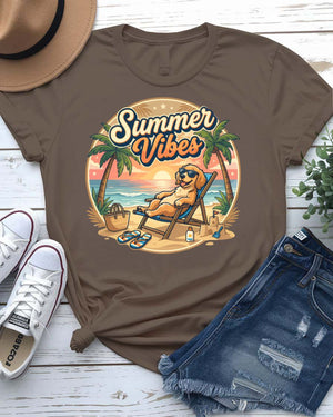 Beach summer vibes tee sunset palm tree graphic