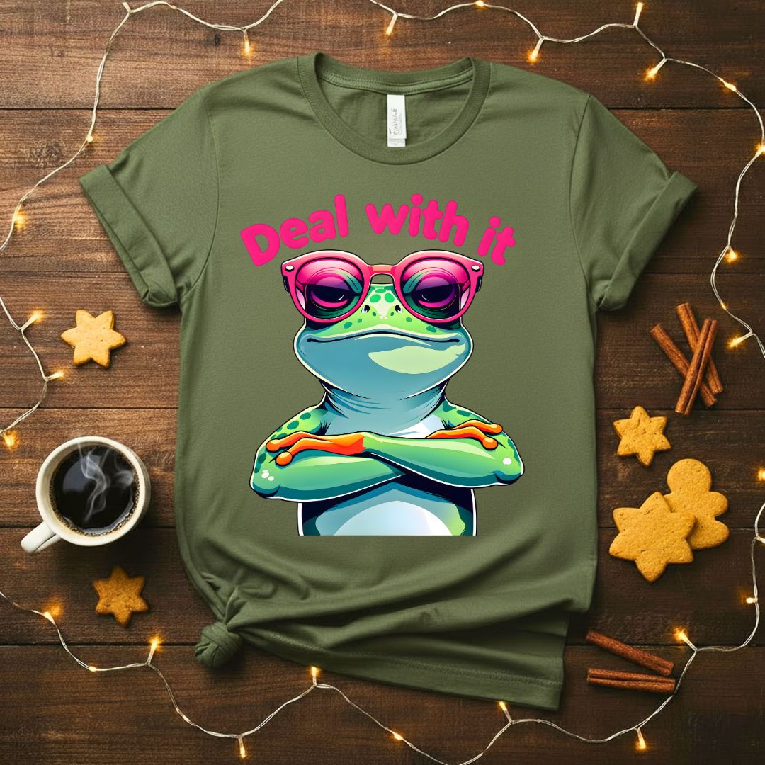 Smug "Deal With It" Meme Frog Funny T-Shirt