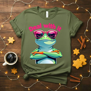 Smug "Deal With It" Meme Frog Funny T-Shirt