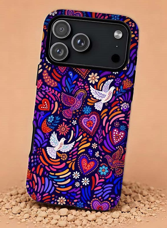 doves hearts flowers love birds Magnetic Phone Case
