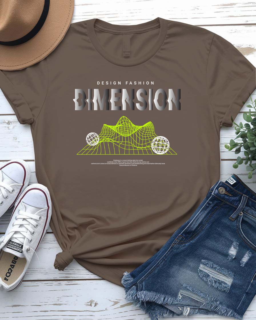 Dimension Streetwear Tee with figure at dimensional crossroads on model
